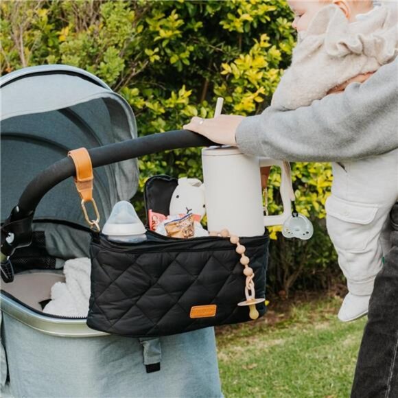 Stroller Organizer Bag Caddy With Cup Holders Universal Fit Baby Stroller Access - Picture 7 of 8